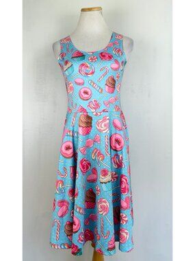 CowCow Dress Candy Print NWOT Polyester 10% Spandex Sleeveless Summer Medium